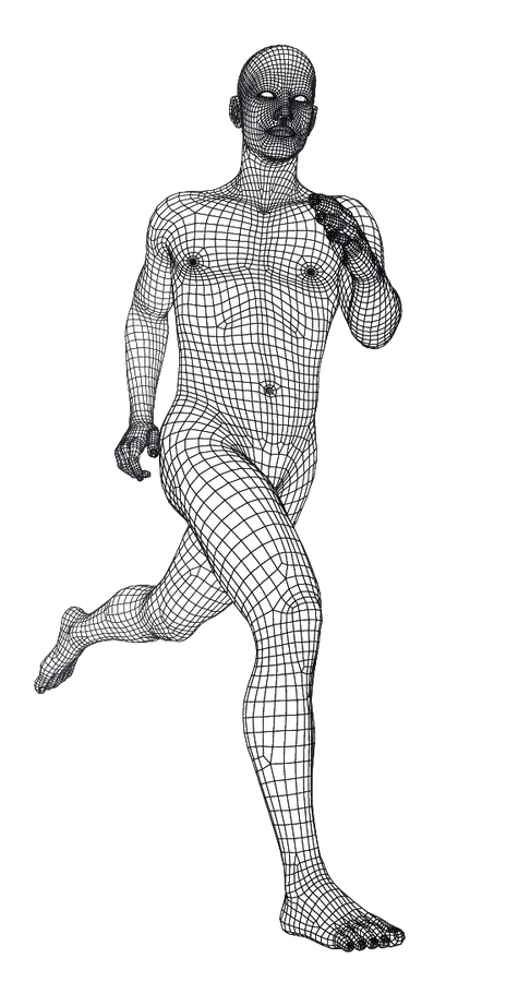 Illustration biomécanique du corps humain en mouvement